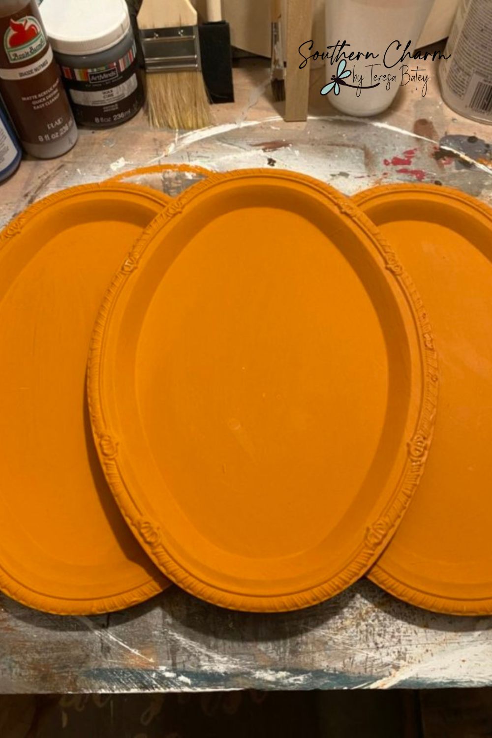 BudgetFriendly Fall Decorating DIY Dollar Tree Silver Platter Pumpkin