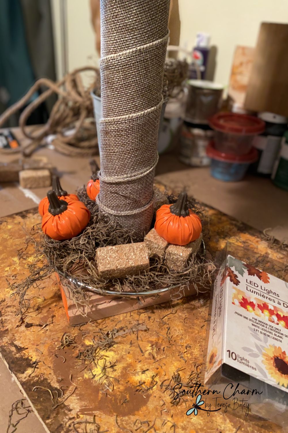 BudgetFriendly Fall Décor DIY Dollar Tree Paper Towel Holder Fall Tree