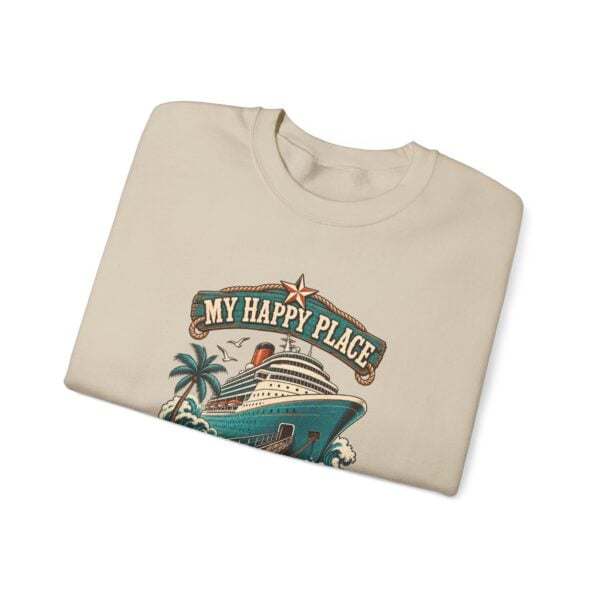 Crewneck Sweatshirt — "My Happy Place Has a Gangway" Cruise Vacation Sweater - Image 15
