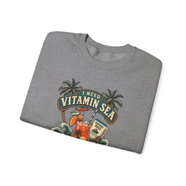 Crewneck Sweatshirt — "Need Vitamin Sea and a Drink Package" Tropical Beach Graphic - Image 27