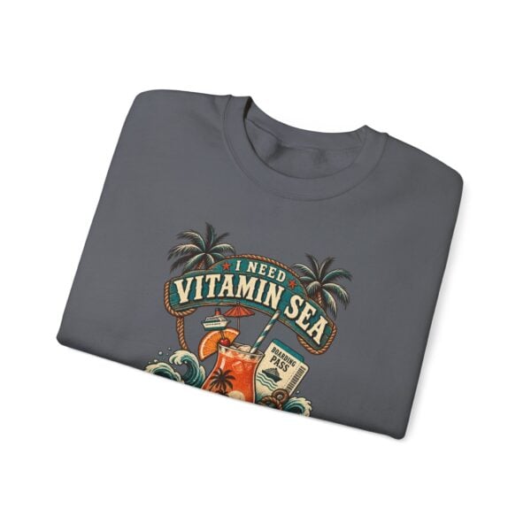 Crewneck Sweatshirt — "Need Vitamin Sea and a Drink Package" Tropical Beach Graphic - Image 35