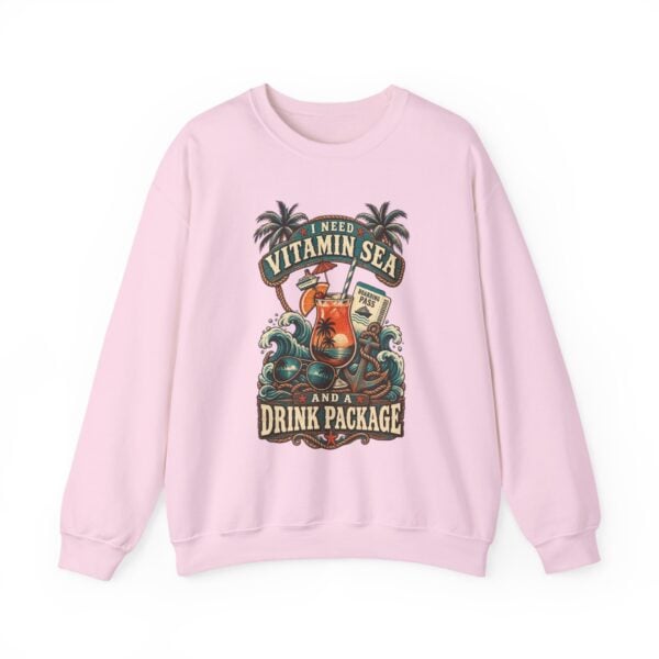 Crewneck Sweatshirt — "Need Vitamin Sea and a Drink Package" Tropical Beach Graphic - Image 37