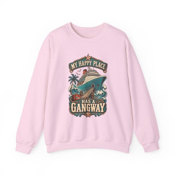 Crewneck Sweatshirt — "My Happy Place Has a Gangway" Cruise Vacation Sweater - Image 37