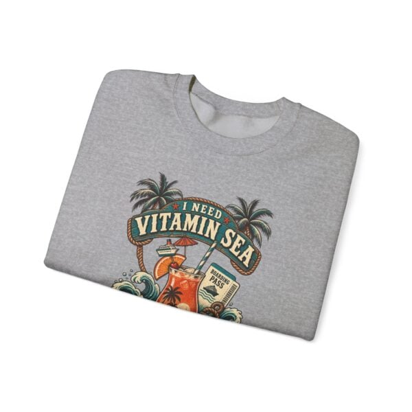 Crewneck Sweatshirt — "Need Vitamin Sea and a Drink Package" Tropical Beach Graphic - Image 19