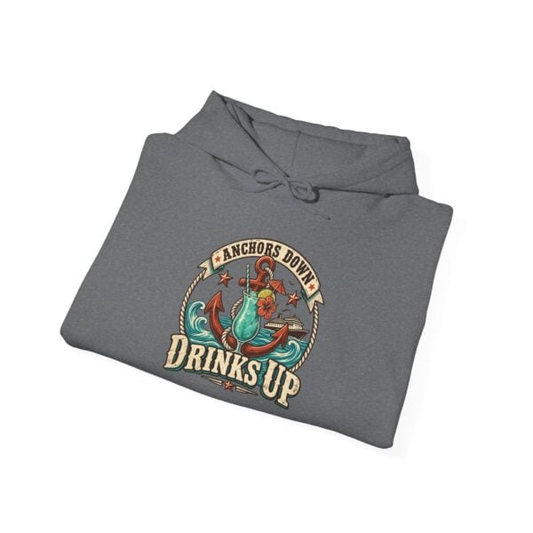 Drinks Up Hoodie — Retro Anchor Mermaid Barbecue Nautical Graphic Sweatshirt - Image 20