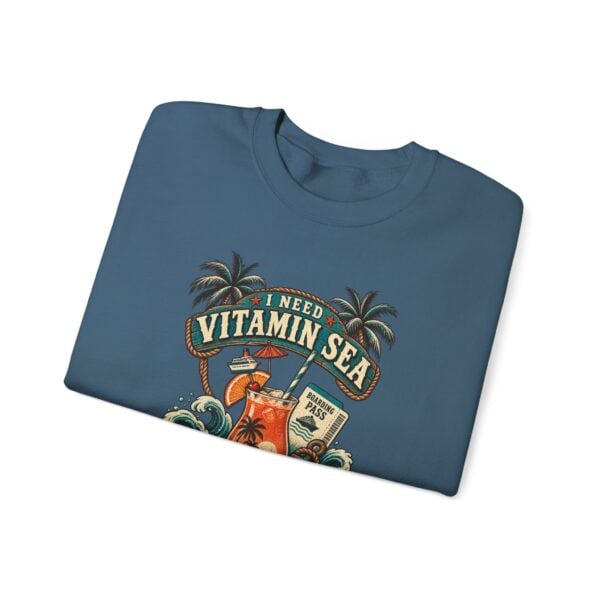 Crewneck Sweatshirt — "Need Vitamin Sea and a Drink Package" Tropical Beach Graphic - Image 31