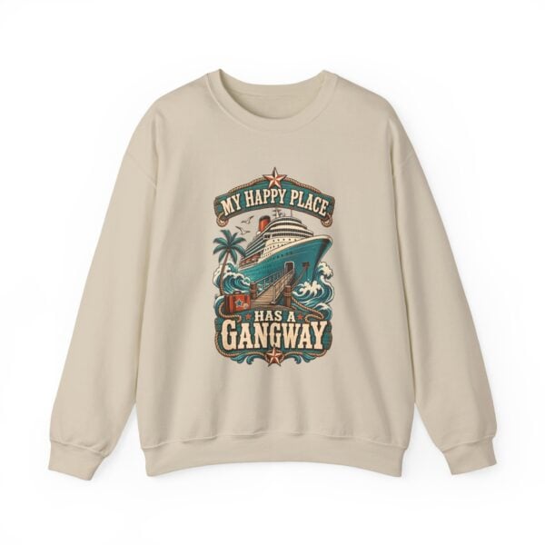 Crewneck Sweatshirt — "My Happy Place Has a Gangway" Cruise Vacation Sweater - Image 13