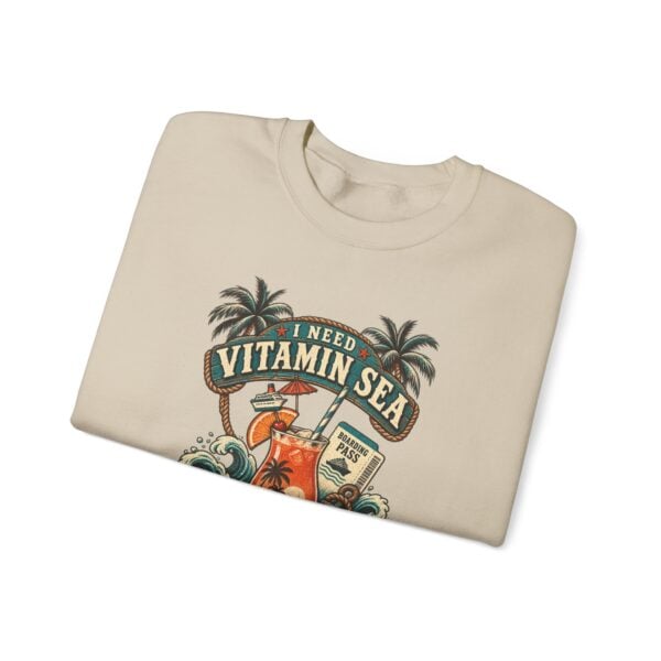 Crewneck Sweatshirt — "Need Vitamin Sea and a Drink Package" Tropical Beach Graphic - Image 15