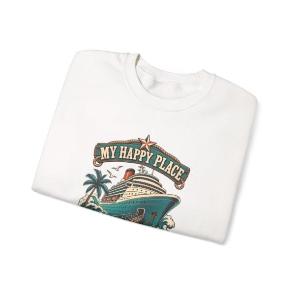 Crewneck Sweatshirt — "My Happy Place Has a Gangway" Cruise Vacation Sweater - Image 3