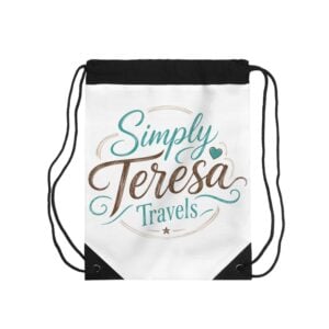 Simply Teresa Travels Drawstring Bag - Personalized Travel Tote for Wanderlust Adventures