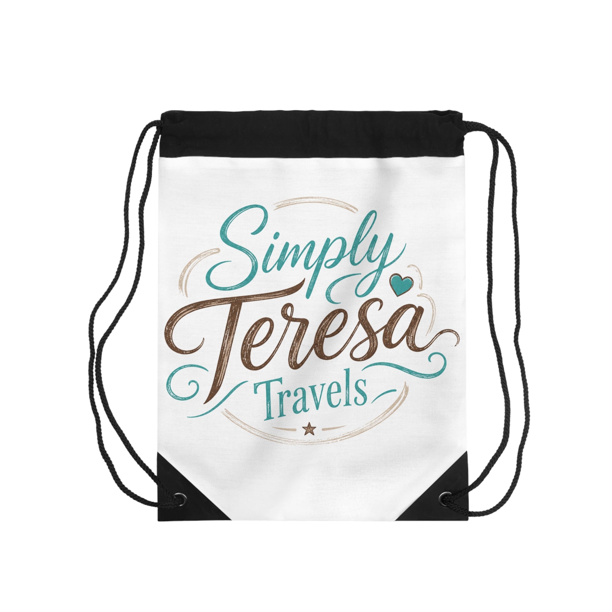 Simply Teresa Travels Drawstring Bag - Personalized Travel Tote for Wanderlust Adventures
