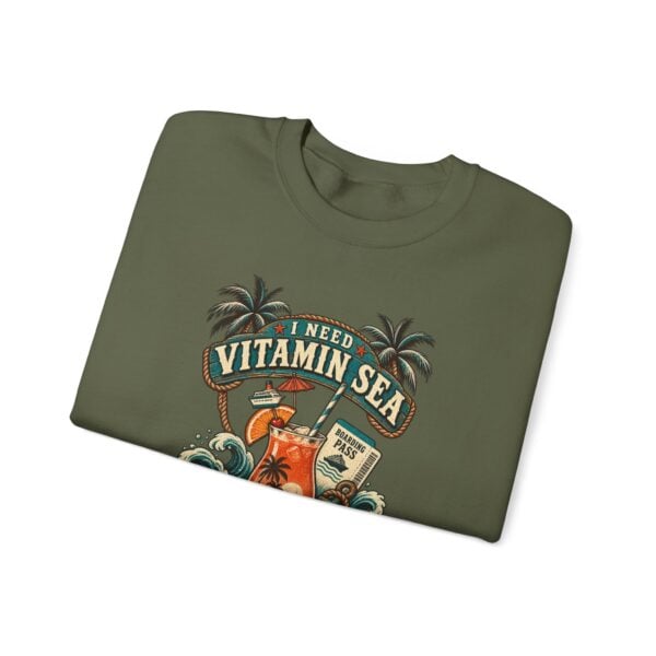 Crewneck Sweatshirt — "Need Vitamin Sea and a Drink Package" Tropical Beach Graphic - Image 23
