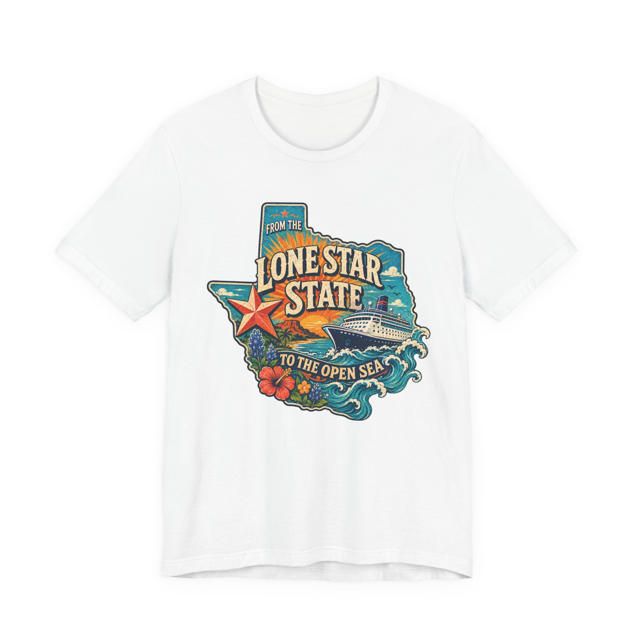 Texas Nautical Tee — "Lone Star State to the Open Sea" Vintage Cruise Shirt