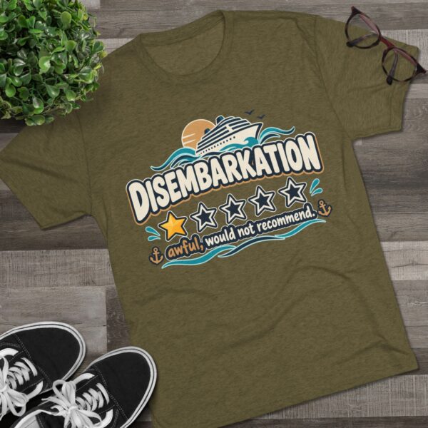 Disembarkation Cruise Tee — "Disembarkation: awful, would not recommend" Novelty Travel Shirt - Image 15
